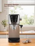 UDI Espresso Machines with LED Touch screen, 20 Bar Espresso Coffee machine for Lattes, Cappuccinos, Americano, Compact Cappuccino Latte Machine for Home, Silver