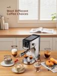 UDI Espresso Machines with LED Touch screen, 20 Bar Espresso Coffee machine for Lattes, Cappuccinos, Americano, Compact Cappuccino Latte Machine for Home, Silver