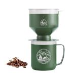 SELFLA Stainless Steel Pour Over Coffee Maker Set, Outdoor Coffee Dripper, Reusable Coffee Filter&Insulated Camping Mug (16oz), for Hiking, Camping&Outdoor Adventures, Rinse-clean&Portable -Green