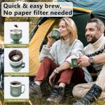 SELFLA Stainless Steel Pour Over Coffee Maker Set, Outdoor Coffee Dripper, Reusable Coffee Filter&Insulated Camping Mug (16oz), for Hiking, Camping&Outdoor Adventures, Rinse-clean&Portable -Green