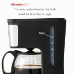 Nehilumn 5-6 Cup Programmable Coffee Machine, Reusable Filter, Coffee Pot, Water Level Indicator, Automatic Shut-Off, Black&Stainless Steel