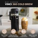 VINCI Cold Brew 360, Glass Cold Brew Coffee Maker Featuring Patented Dual Filter 360 Brewing Technology, Cold Brew for Iced Coffee (1.4 Liter / 47 FL.OZ)