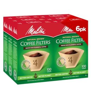 MELITTA Natural Brown #4 Cone Coffee Filters - 100 Count