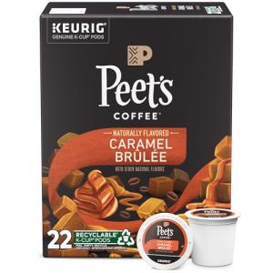 Peet's Coffee, Flavored Light Roast Keurig K-Cup Pods - Caramel Brulee 22 Count (1 Box of 22 Pods)