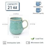 HYTYSKAR 21 oz Large Ceramic Coffee Mugs, Pottery Mug Handmade, Ceramic Tea Cups with Handle for Office and Home, Dishwasher and Microwave Safe (Crystal Green)