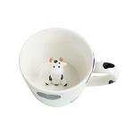DIHOclub Cow Ceramic Cup Hidden 3D Animal Inside Mug,Cute Cartoon Handmade Figurine Mugs,Holiday and Birthday Gift for Coffee Milk Tea Lovers,12 OZ(White,Black)
