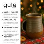 Hand Warmer Mug, Handmade Pottery Ceramic and Hand Painted - The Contoured Pocket will Hold Warmth From The Heat Of Your Drink To Keep Your Fingers Warm, Comfy Handwarmer (Desert Green) (Left hand)