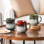 HYTYSKAR 21 oz Large Ceramic Coffee Mugs, Pottery Mug Handmade, Ceramic Tea Cups with Handle for Office and Home, Dishwasher and Microwave Safe (Crystal Green)