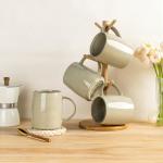 GBHOME Large Coffee Mugs Set of 6, 18oz Handmade Ceramic Coffee Mugs Set with Gradient color for Latte/Tea/Beer/Hot Cocoa, Dishwasher & Microwave Safe, Khaki