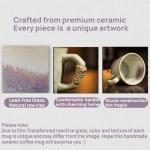 Unique Retro Japanese Style Rustic Vintage Handmade Ceramic Pottery Coffee Mug, Lead-Free Glaze Artisanal Tea Mug, Comfortable handle Teacup for Tea Latte Cappuccino Milk for office and home