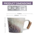 Unique Retro Japanese Style Rustic Vintage Handmade Ceramic Pottery Coffee Mug, Lead-Free Glaze Artisanal Tea Mug, Comfortable handle Teacup for Tea Latte Cappuccino Milk for office and home