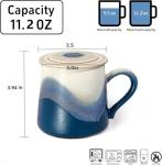 JDCervita Handmade Ceramic Coffee Mugs, 11.2 OZ Colored Glaze Coffee Cups with Lids, Thanksgiving Gift, Birthday Gift Women, Mom, Dad, Friend, Sister, Brother, Dishwasher and Microwave Cups