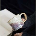Unique Retro Japanese Style Rustic Vintage Handmade Ceramic Pottery Coffee Mug, Lead-Free Glaze Artisanal Tea Mug, Comfortable handle Teacup for Tea Latte Cappuccino Milk for office and home
