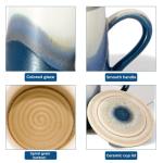 JDCervita Handmade Ceramic Coffee Mugs, 11.2 OZ Colored Glaze Coffee Cups with Lids, Thanksgiving Gift, Birthday Gift Women, Mom, Dad, Friend, Sister, Brother, Dishwasher and Microwave Cups