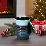 Icytrip Hand Warmer Mug,18 Oz Handmade Pottery Hand Warming Coffee Mug Large with Pocket Right Handed (Blue/Green)
