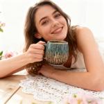 20oz Large Coffee Mug - Unique Handcrafted Look Ceramic Cup, Large Tea Mug, Microwave & Dishwasher Safe (blue)