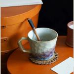 Unique Retro Japanese Style Rustic Vintage Handmade Ceramic Pottery Coffee Mug, Lead-Free Glaze Artisanal Tea Mug, Comfortable handle Teacup for Tea Latte Cappuccino Milk for office and home