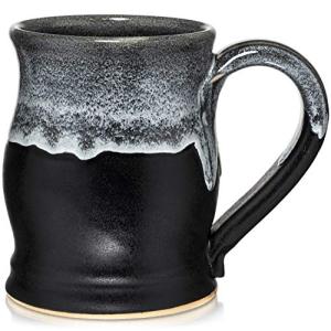 Uncommon Clay 20oz Barrel Coffee Mug Handmade in the USA (Satin Black/White)