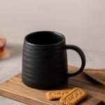 TaoTaojarvie Ceramic Coffee Mugs, 16oz, Large Capacity, Wide Bottom, Matte-finish Craft, Black mugs, Handmade Pottery Mug, Tea Cups with Handle for Office/Home, Dishwasher and Microwave Safe (Black)