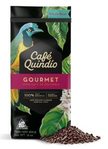 Cafe Quindio Gourmet - Medium Roast 100% Colombian Excelso Whole Bean Arabica Coffee - 16 Ounce Bag (454g)