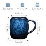 21 Oz Large Ceramic Coffee Mug, 600ml Handmade Pottery Big Tea Cup for Office and Home, Microwave and Dishwasher Safe, Unique Texture Glaze Mugs for Milk Cocoa Hot and Cold Drinking (Deep Blue)