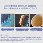Small 10oz Retro Vintage Japanese Style Handmade Ceramic Tea Cup with Handle, Lead-Free Reactive Glaze Artisanal Coffee Mug, Comfortable handle Handmade Pottery Tea Mug for office and home,Blue