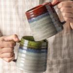 TaoTaojarvie Ceramic Coffee Mugs, 16oz, Large Capacity, Wide Bottom, Transmutation Glaze Craft, Handmade Pottery Mug, Tea Cups with Handle for Office/Home, Dishwasher and Microwave Safe (Light Green)