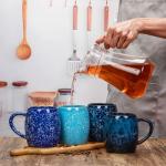 21 Oz Large Ceramic Coffee Mug, 600ml Handmade Pottery Big Tea Cup for Office and Home, Microwave and Dishwasher Safe, Unique Texture Glaze Mugs for Milk Cocoa Hot and Cold Drinking (Deep Blue)