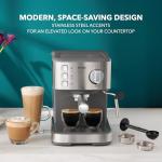 Mr. Coffee Compact Espresso Maker, Espresso Machine With Steam Wand, 15-Bar Pump Automatic Espresso Machine