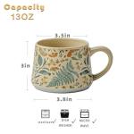 QIXCOZTI Ceramic Coffee Latte Cup Unique Vintage Pretty Cute Coffee Mugs Floral Design Pottery for Women Ideal for Green Tea Coffee（Summer’s Whisper）