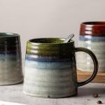 TaoTaojarvie Ceramic Coffee Mugs, 16oz, Large Capacity, Wide Bottom, Transmutation Glaze Craft, Handmade Pottery Mug, Tea Cups with Handle for Office/Home, Dishwasher and Microwave Safe (Light Green)