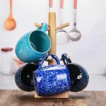 21 Oz Large Ceramic Coffee Mug, 600ml Handmade Pottery Big Tea Cup for Office and Home, Microwave and Dishwasher Safe, Unique Texture Glaze Mugs for Milk Cocoa Hot and Cold Drinking (Deep Blue)