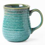 masoline 23 oz Large Ceramic Coffee Mugs, Handmade Cup with Large Handle, Big Tea and Coffee Cups for Office and Home, Microwave and Dishwasher Safe (Crystal Green)