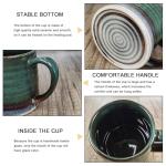 RELEDESA 18 Oz Large Ceramic Coffee Mug, 500ml Big Handmade Pottery Tea Cup for Office and Home, Big Handle Easy to Hold, Microwave and Dishwasher Safe, Stylish Texture Glaze (Ink Green)