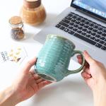 masoline 23 oz Large Ceramic Coffee Mugs, Handmade Cup with Large Handle, Big Tea and Coffee Cups for Office and Home, Microwave and Dishwasher Safe (Crystal Green)