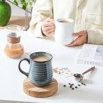 masoline 23 oz Large Ceramic Coffee Mugs, Handmade Cup with Large Handle, Big Tea and Coffee Cups for Office and Home, Microwave and Dishwasher Safe (Crystal Green)