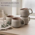 Ava Nord Ceramic Coffee Mugs Set of 4, 12 oz Stoneware Coffee Cups with Comfortable Handle for Latte, Tea, Cappuccino, Cocoa -Microwave and Dishwasher Safe - Modern Unique Aesthetic - Reactive Glaze