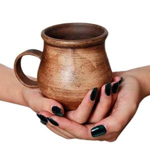 Handmade Brown Ceramic Coffee Mug - 8.5 oz