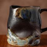 TaoTaojarvie Handmade Ceramic Coffee Mugs, Mugs with Coffee Spoon, 11oz, Handmade Pottery Mug with Handle, Hand-painting, Unique Uneven Surface Tea cups, Dishwasher and Microwave Safe (Coffee Color)