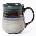 masoline 23 oz Large Ceramic Coffee Mugs, Handmade Cup with Large Handle, Big Tea and Coffee Cups for Office and Home, Microwave and Dishwasher Safe (Ink Green)