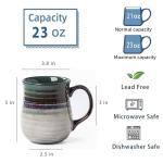 masoline 23 oz Large Ceramic Coffee Mugs, Handmade Cup with Large Handle, Big Tea and Coffee Cups for Office and Home, Microwave and Dishwasher Safe (Ink Green)