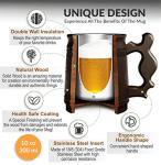 MyFancyCraft MFC Beer Mug 10 OZ - Coffee Mug - Beer stein - Wooden beer mug - Stainless Steel Cup - Handmade Gifts for Men - Fathers Day, Christmas or Birthday Gift Idea - Men Mug - Classic Brown