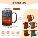 YYW Ceramic Coffee Mugs Handmade Pottery Mugs 20 Oz Espresso Cups Large Tea Cups with Handle for Office and Home (Multi-A)