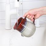 masoline 23 oz Large Ceramic Coffee Mugs, Handmade Cup with Large Handle, Big Tea and Coffee Cups for Office and Home, Microwave and Dishwasher Safe (Ink Green)