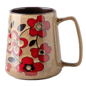 24oz Large Ceramic Coffee Mug with Big Handle, Handmade Kiln Glazed Large Coffee Mug Tea cup, Novelty Mug，Unique Uneven Surface for Office and Home，Microwave and Dishwasher Safe (khaki)