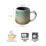 Avsunela Handcrafted Ceramic Coffee Mug, Mint Blue and Pink, Textured Surface, Modern Design