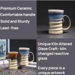17oz Large Unique Cool Tall Handmade Ceramic Coffee Mug with Comfortable Big handle, Big Pottery Tea Mug, Artisanal Stoneware Coffee cup, Rustic Lead-free Tea Cups, Microwave safe Coffee Cup