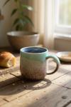 Avsunela Handcrafted Ceramic Coffee Mug, Mint Blue and Pink, Textured Surface, Modern Design