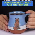 MPotTo Ceramic Fox Coffee Mug 16 oz Novelty Coffee Mug for Men and Women Holiday Housewarming Chirstmas Birthday Fox Lovers Gifts for Women Handmade Stoneware Tea Milk Morning Coffee Cup Blue