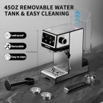 20Bar Espresso Machine with Hot & Rapid Cold Brew, Stainless Steel Coffee Makers, Cappuccino Latte Machine with Milk Frother Steam Wand for Home, 45oz Removable Water Tank, Touchscreen, Silver